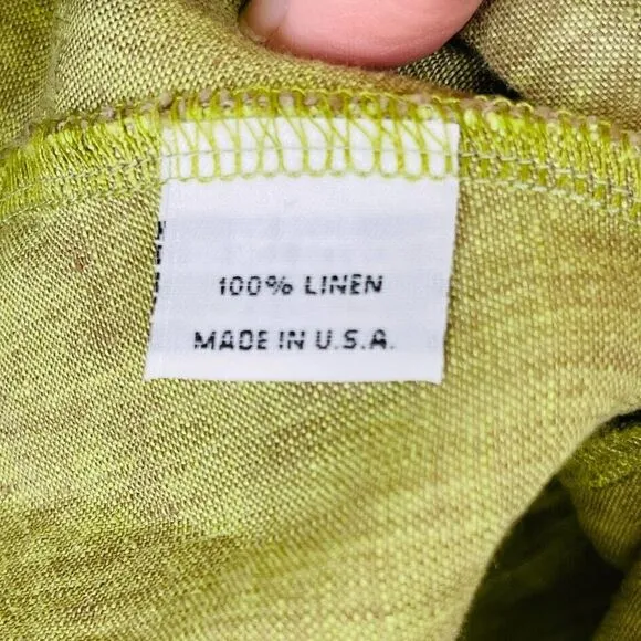 Bryn Walker Size M Tunic Shift Mini Dress Linen Lagenlook Oversized Green Boxy