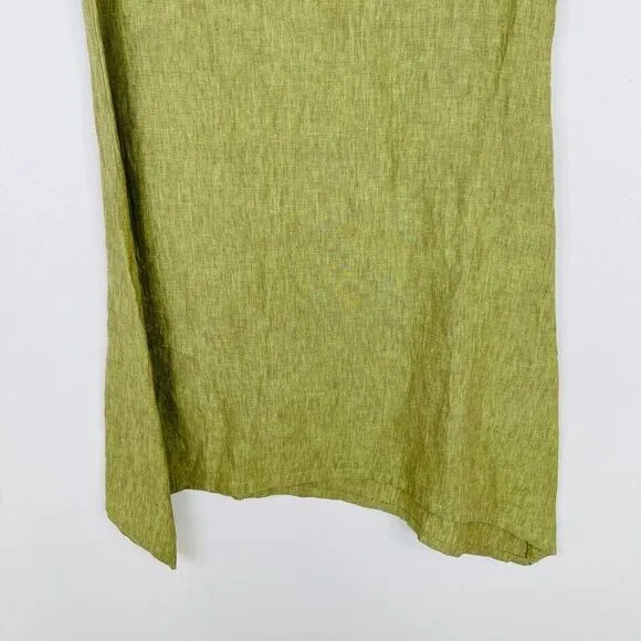 Bryn Walker Size M Tunic Shift Mini Dress Linen Lagenlook Oversized Green Boxy