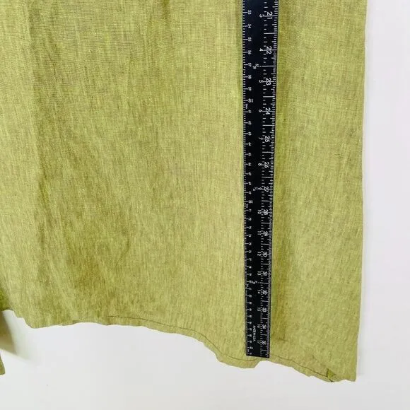 Bryn Walker Size M Tunic Shift Mini Dress Linen Lagenlook Oversized Green Boxy