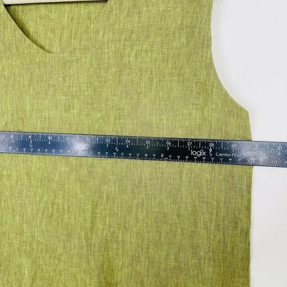 Bryn Walker Size M Tunic Shift Mini Dress Linen Lagenlook Oversized Green Boxy