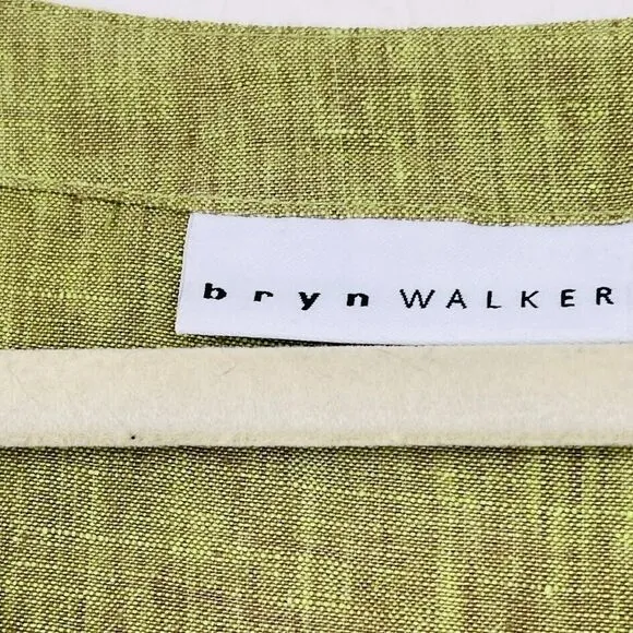 Bryn Walker Size M Tunic Shift Mini Dress Linen Lagenlook Oversized Green Boxy