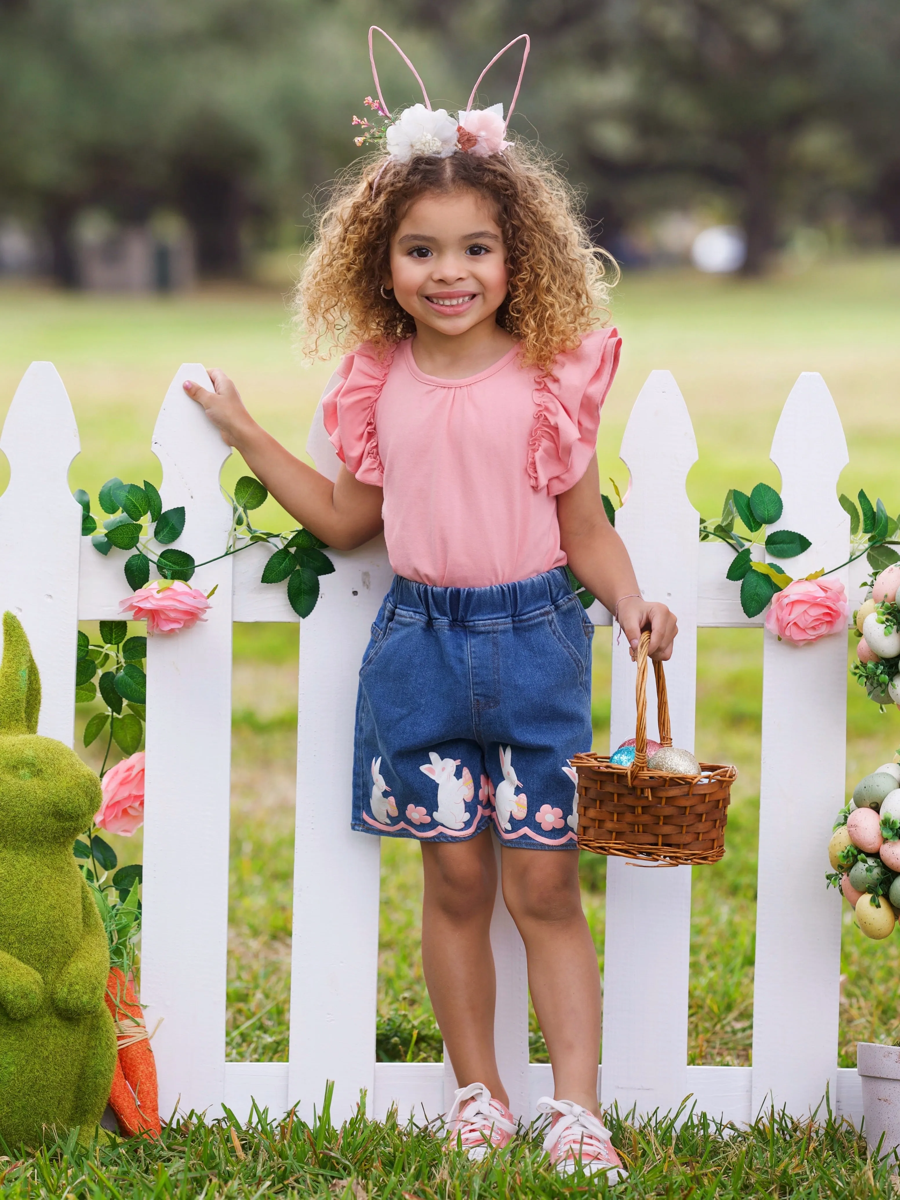 Bunny Business Denim Shorts Set