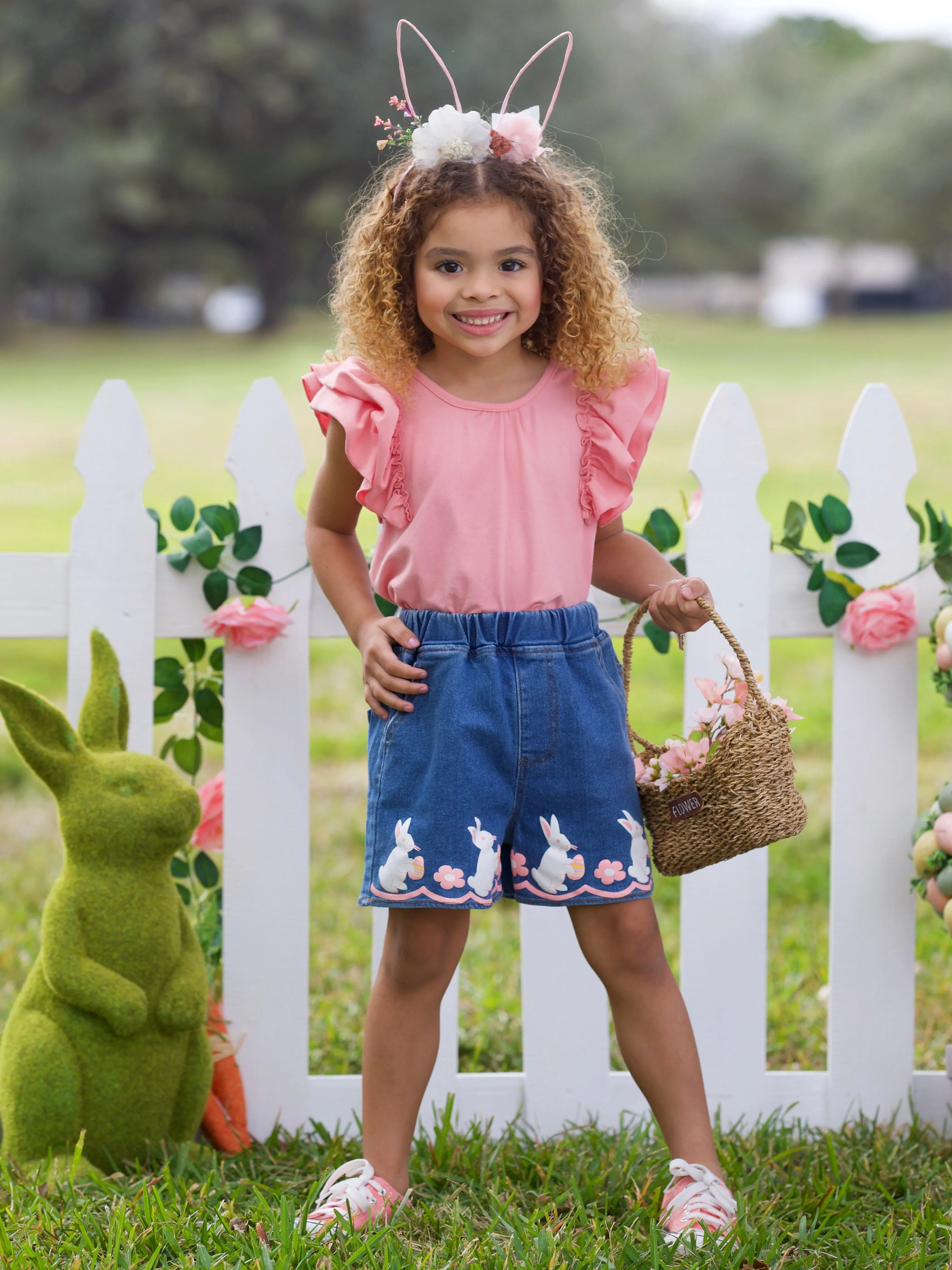 Bunny Business Denim Shorts Set