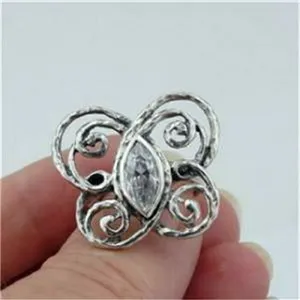 Butterfly Zircon Ring 925 Sterling Silver 6.5, 7 Handmade Hadar Designers()LAST