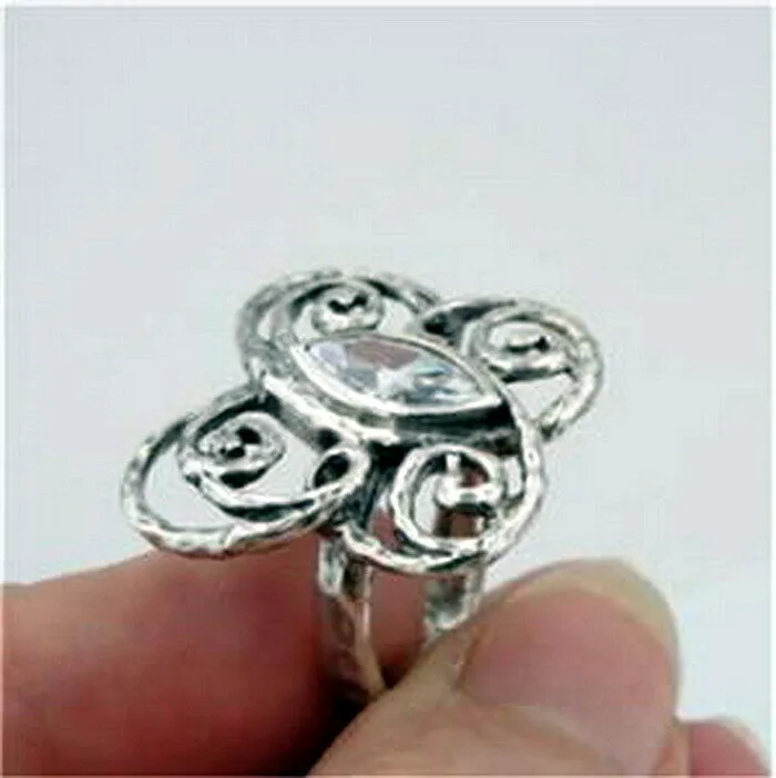 Butterfly Zircon Ring 925 Sterling Silver 6.5, 7 Handmade Hadar Designers()LAST