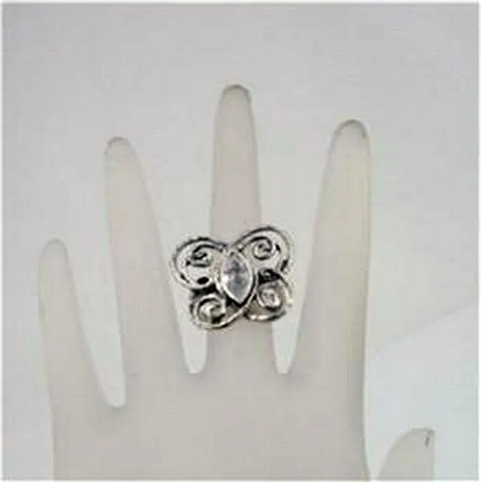 Butterfly Zircon Ring 925 Sterling Silver 6.5, 7 Handmade Hadar Designers()LAST