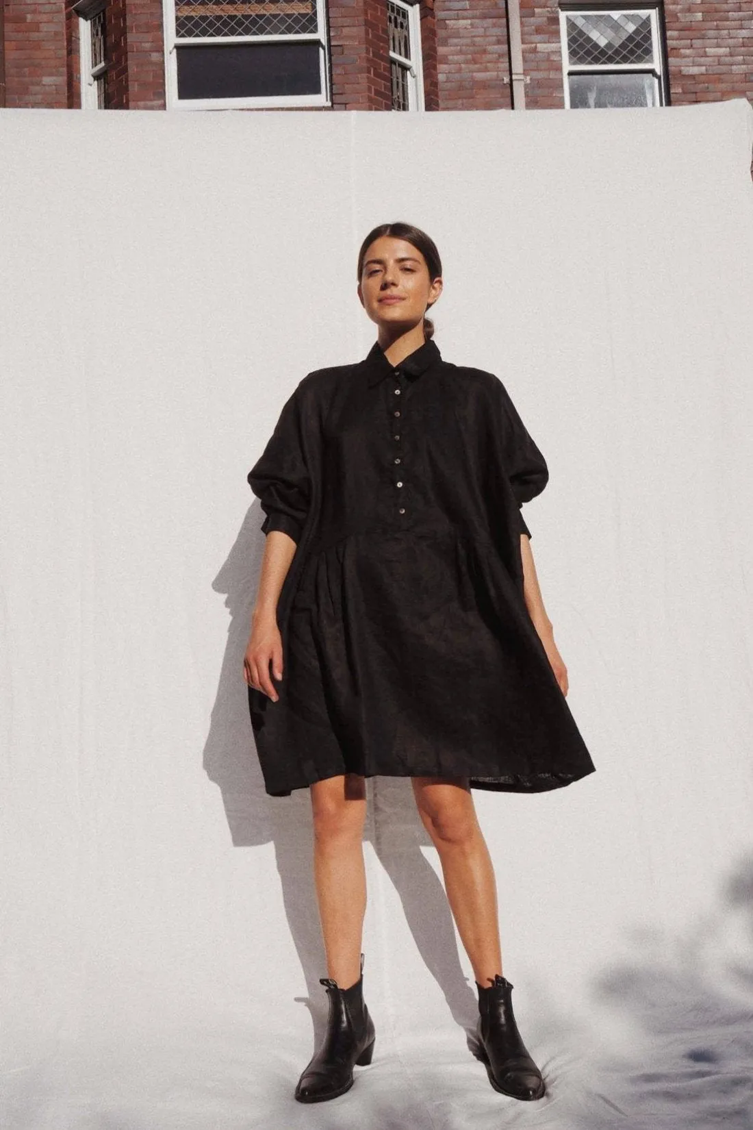 Byron Oversized Shirt Dress Black