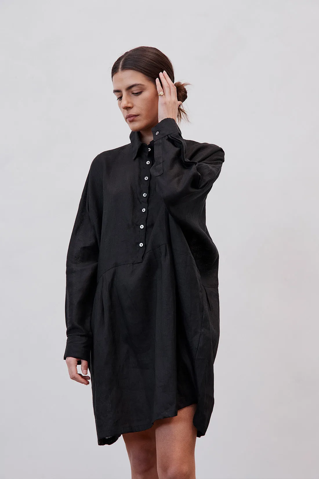Byron Oversized Shirt Dress Black