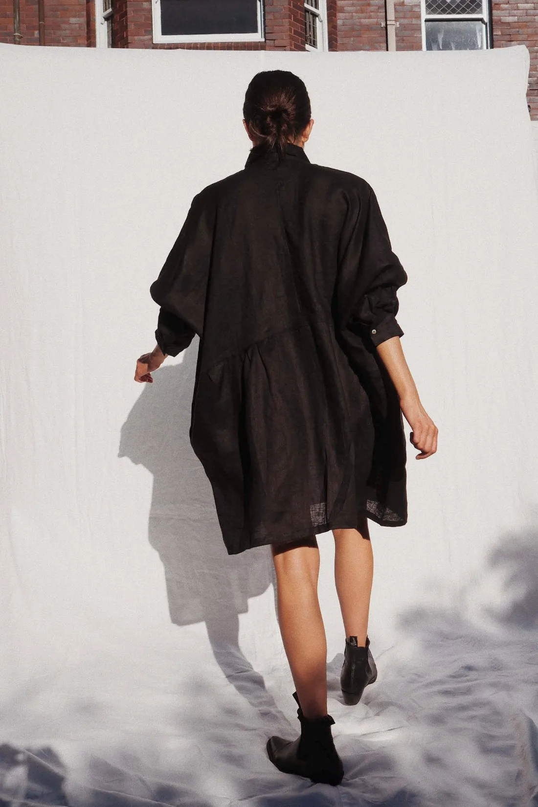 Byron Oversized Shirt Dress Black