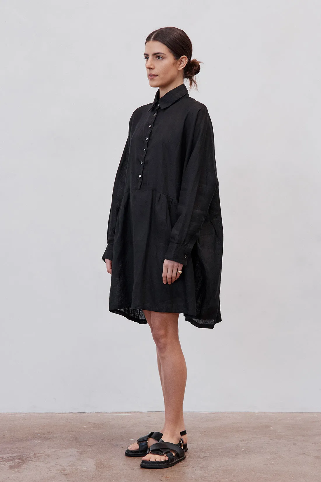 Byron Oversized Shirt Dress Black