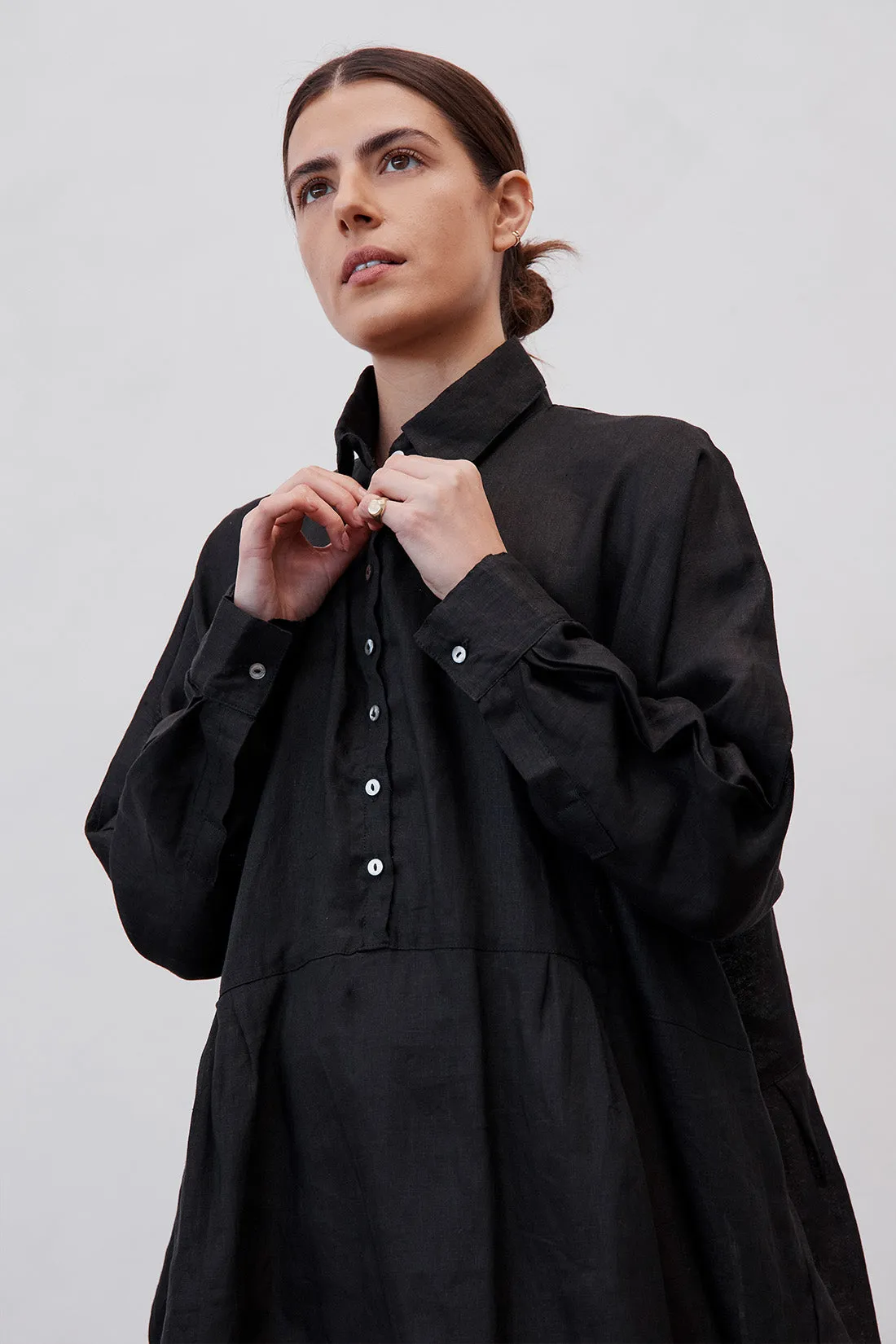 Byron Oversized Shirt Dress Black
