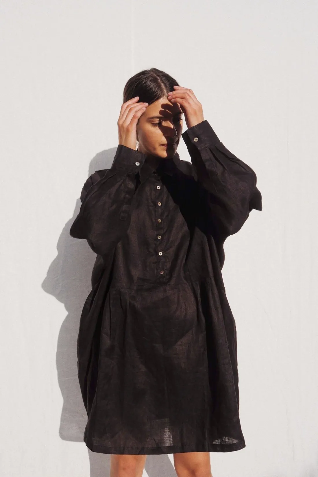 Byron Oversized Shirt Dress Black