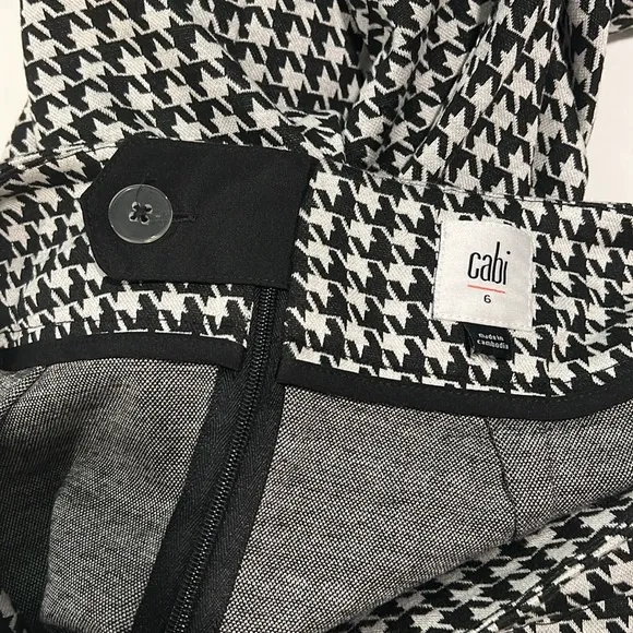 Cabi - 6, black and white houndstooth midi skirt, a line