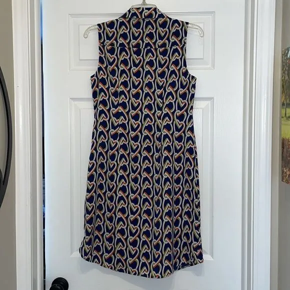 CAbi Amour Navy, White, Orange &amp; Green Sleeveless Heart Dress