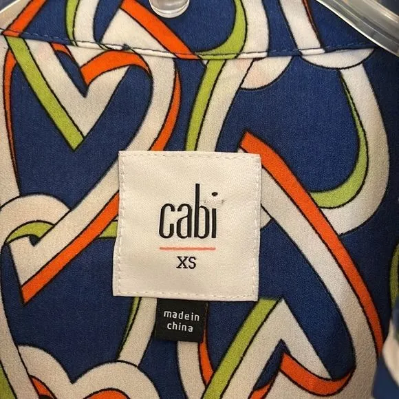 CAbi Amour Navy, White, Orange &amp; Green Sleeveless Heart Dress