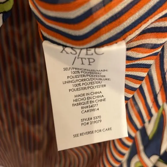 CAbi Amour Navy, White, Orange &amp; Green Sleeveless Heart Dress