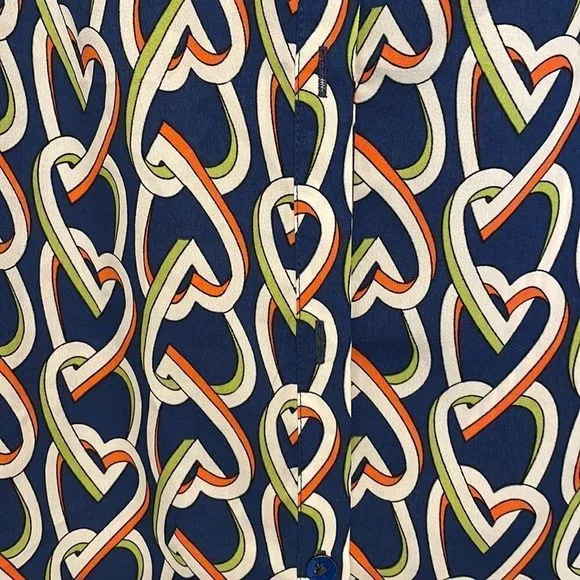 CAbi Amour Navy, White, Orange &amp; Green Sleeveless Heart Dress