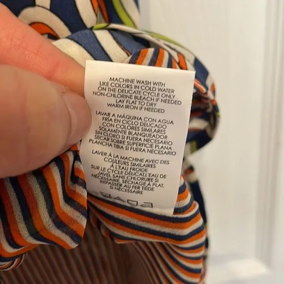 CAbi Amour Navy, White, Orange &amp; Green Sleeveless Heart Dress