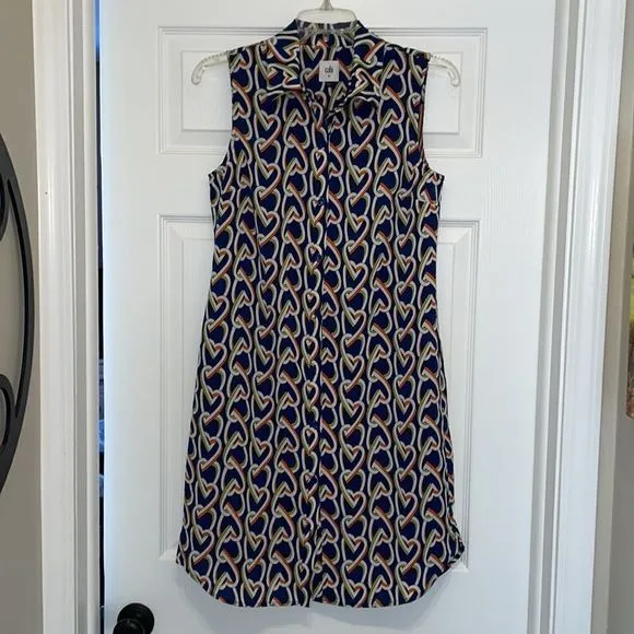 CAbi Amour Navy, White, Orange &amp; Green Sleeveless Heart Dress
