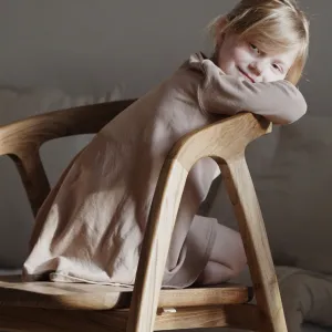 Caley Organic Cotton Long Sleeve Jersey Dress (Biscuit)