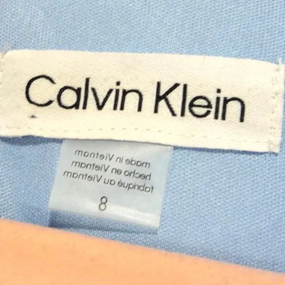 CALVIN KLEIN SIZE 8 FAUX WRAP DRESS BLUE