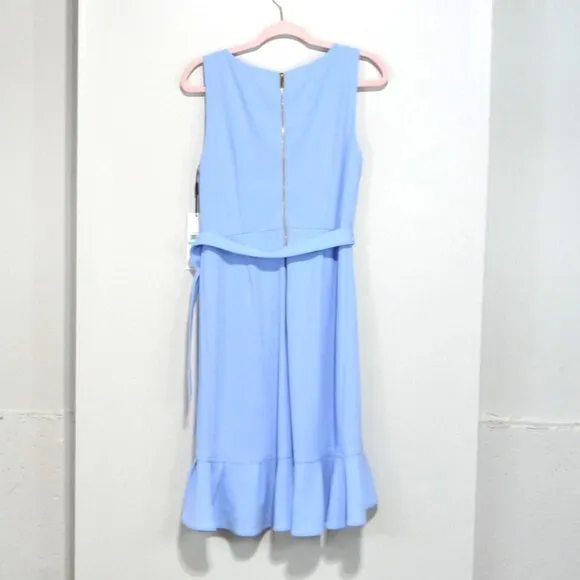 CALVIN KLEIN SIZE 8 FAUX WRAP DRESS BLUE