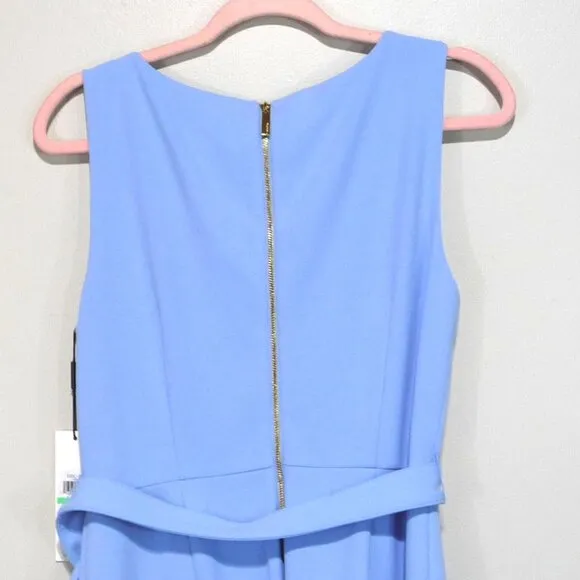 CALVIN KLEIN SIZE 8 FAUX WRAP DRESS BLUE