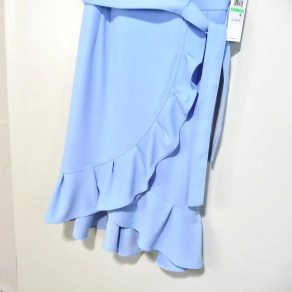 CALVIN KLEIN SIZE 8 FAUX WRAP DRESS BLUE