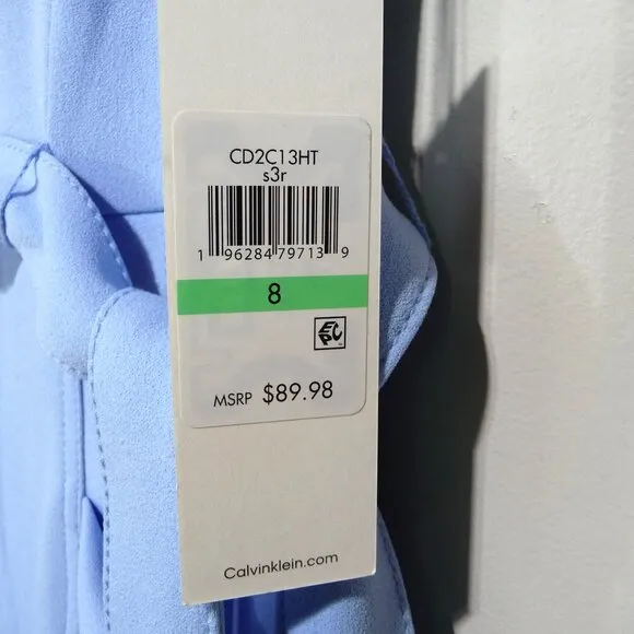 CALVIN KLEIN SIZE 8 FAUX WRAP DRESS BLUE