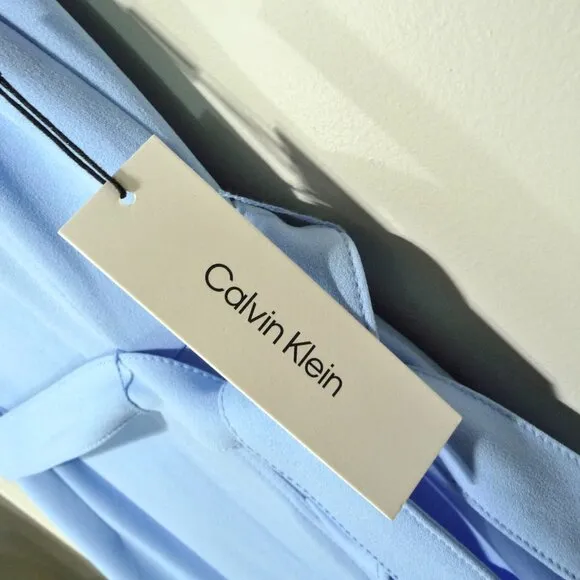 CALVIN KLEIN SIZE 8 FAUX WRAP DRESS BLUE