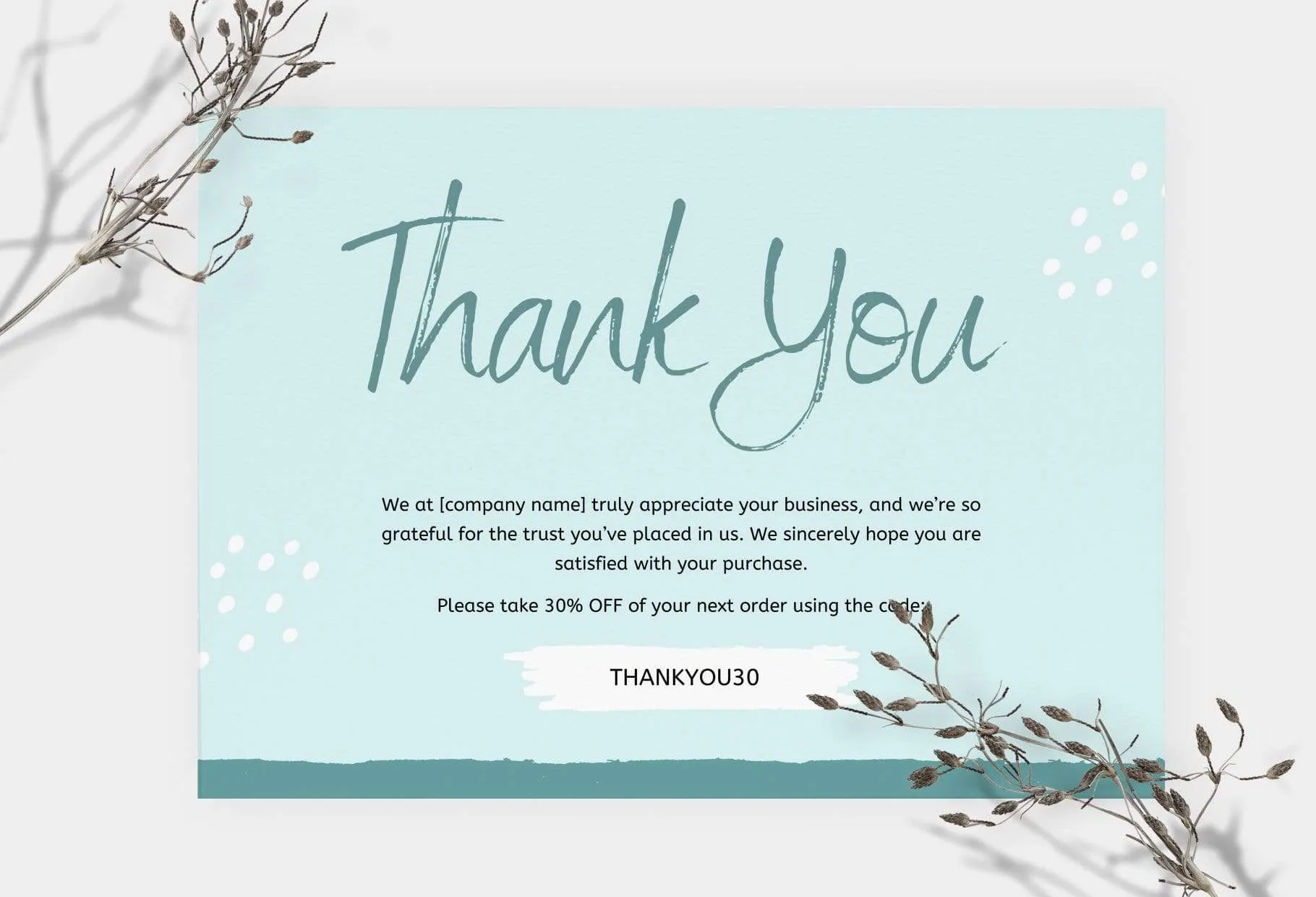 Candace Printable Thank You Card Packaging Insert Note Canva Template