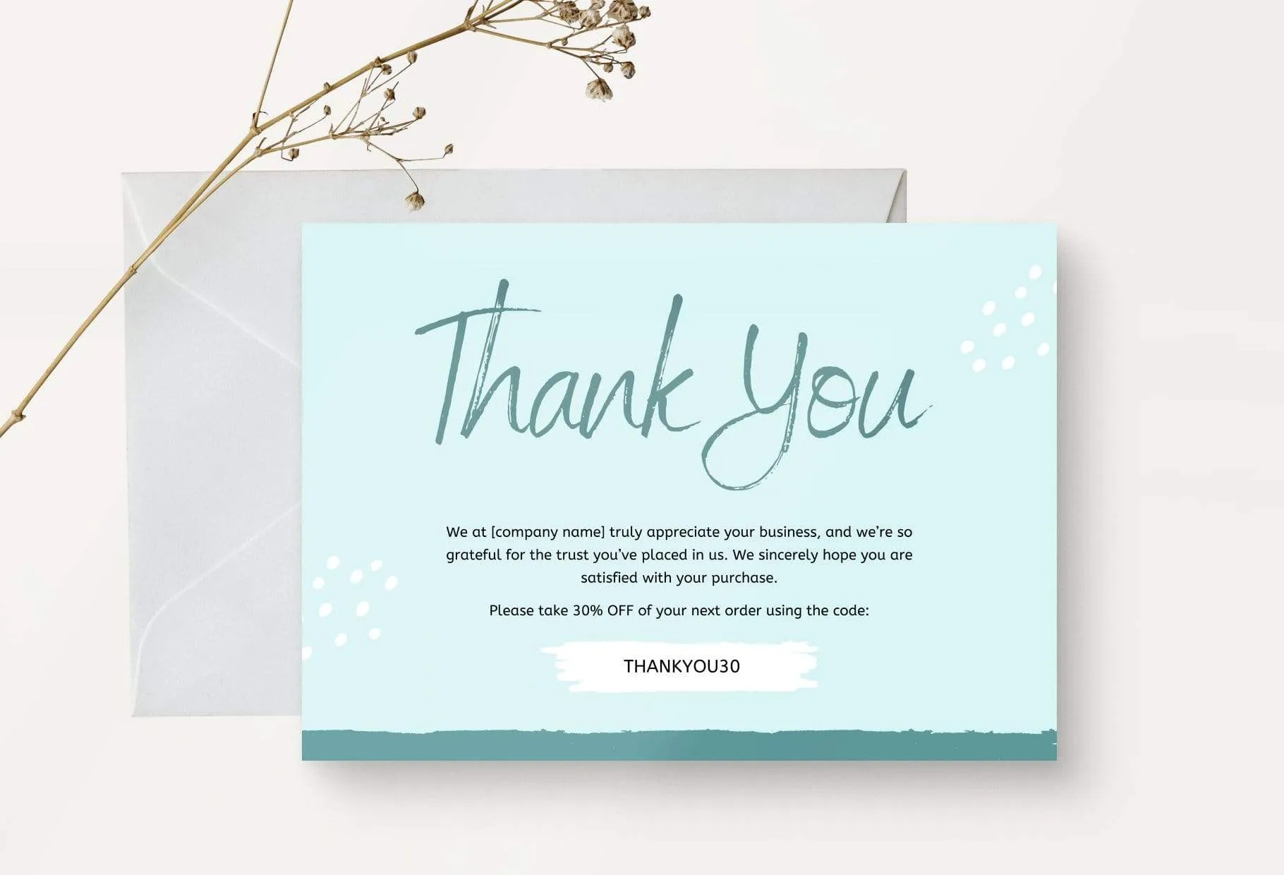 Candace Printable Thank You Card Packaging Insert Note Canva Template