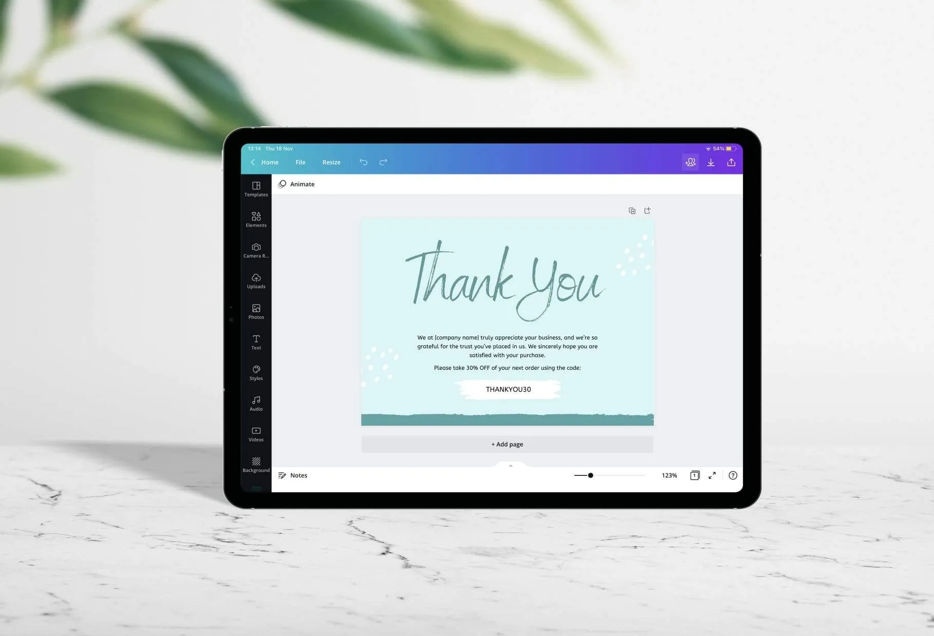 Candace Printable Thank You Card Packaging Insert Note Canva Template