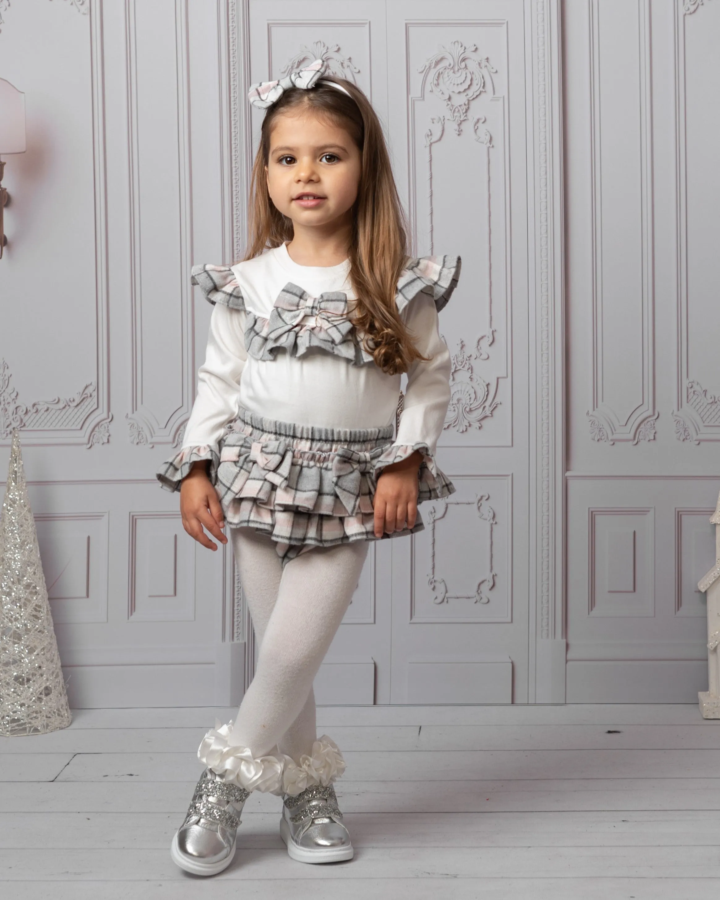 Caramelo Luxury Pink Check Frill Jampant set