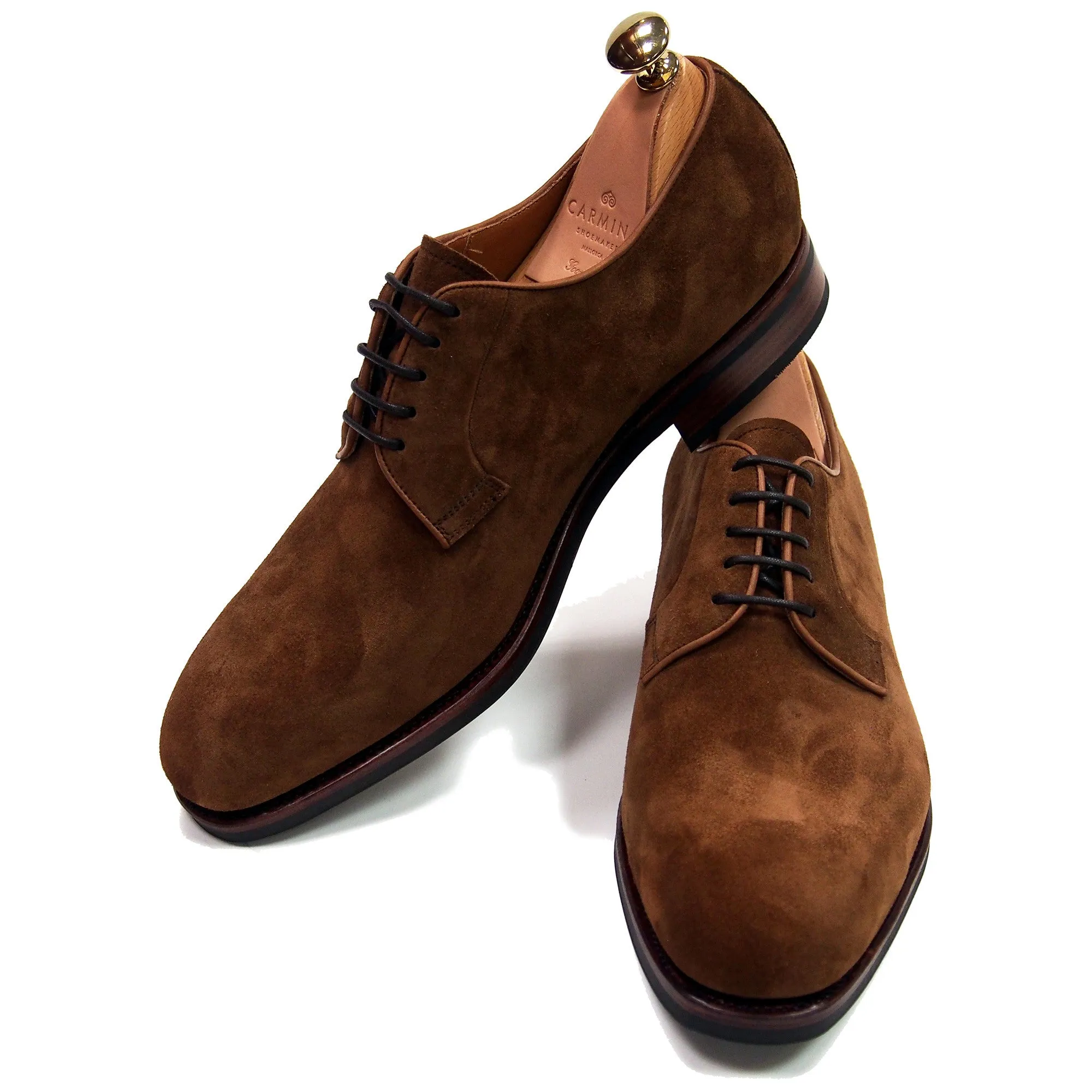 Carmina Shoemaker Plain Toe Derby - Snuff Suede - Made in Spain