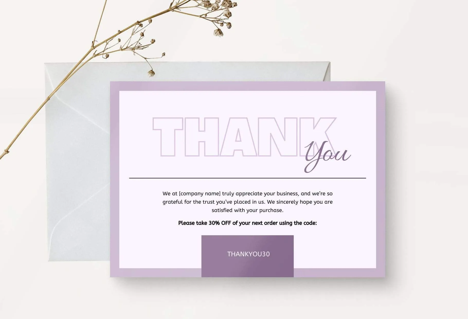 Caroline Printable Thank You Card Packaging Insert Note Canva Template