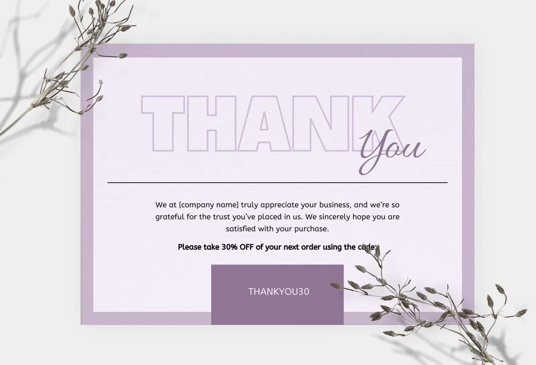 Caroline Printable Thank You Card Packaging Insert Note Canva Template
