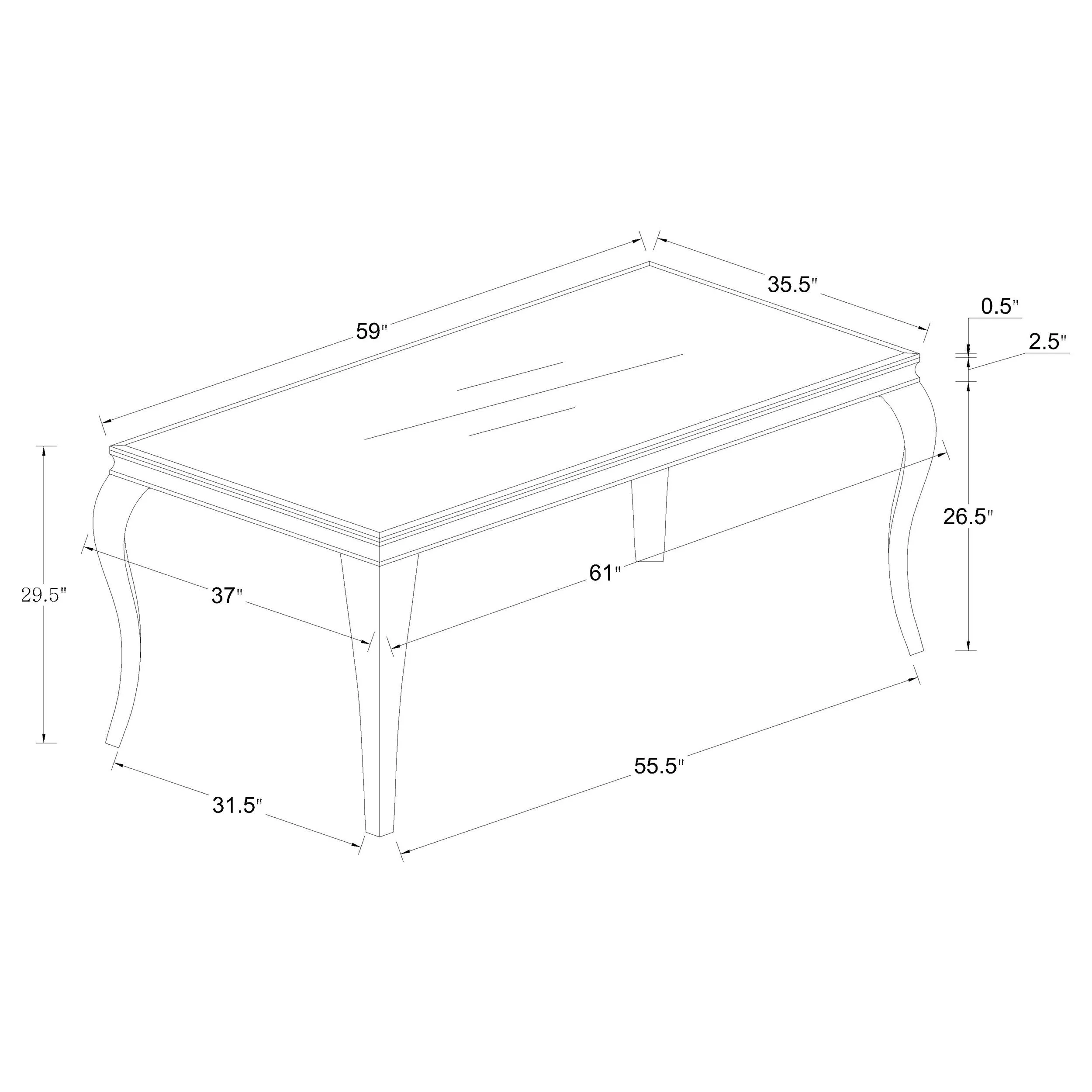 Carone Rectangular 61-inch Glass Top Dining Table Black