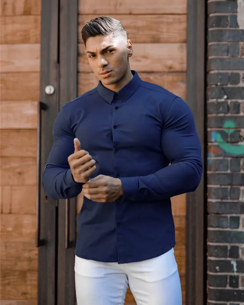 Casual Business Style Slim Fit Long Sleeve for Men