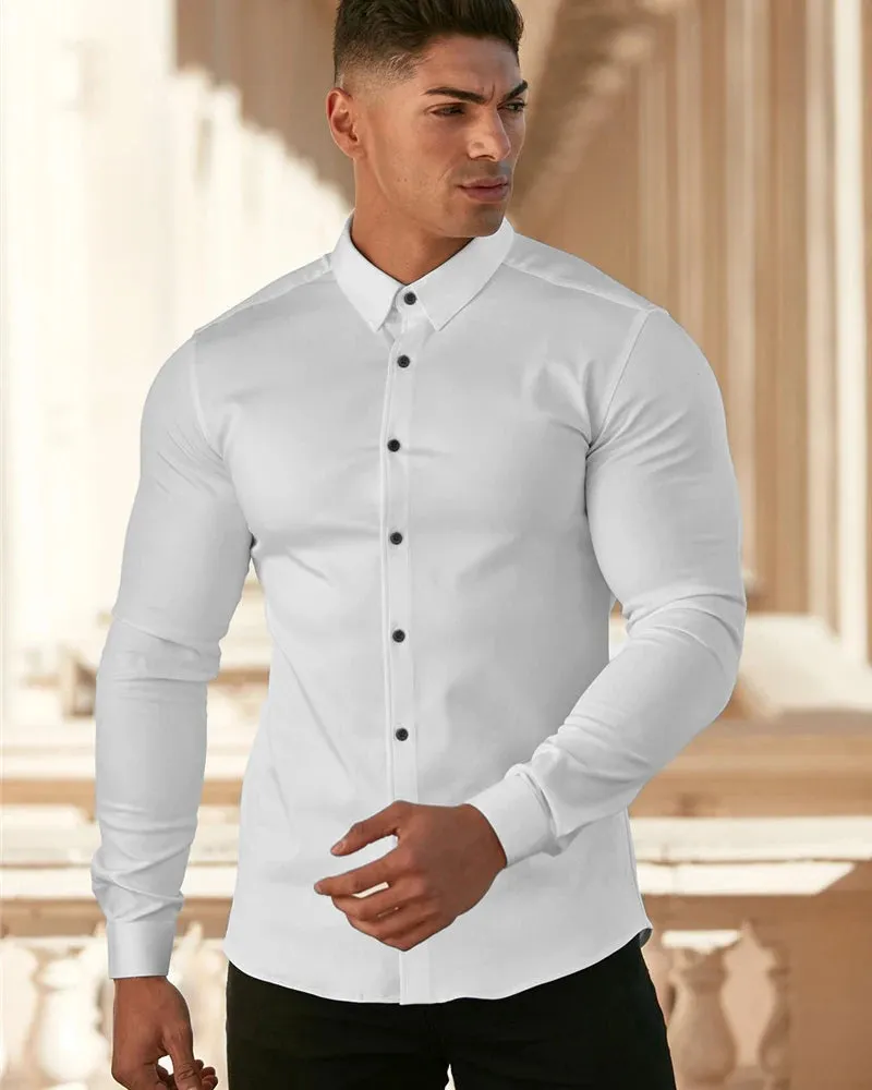 Casual Business Style Slim Fit Long Sleeve for Men