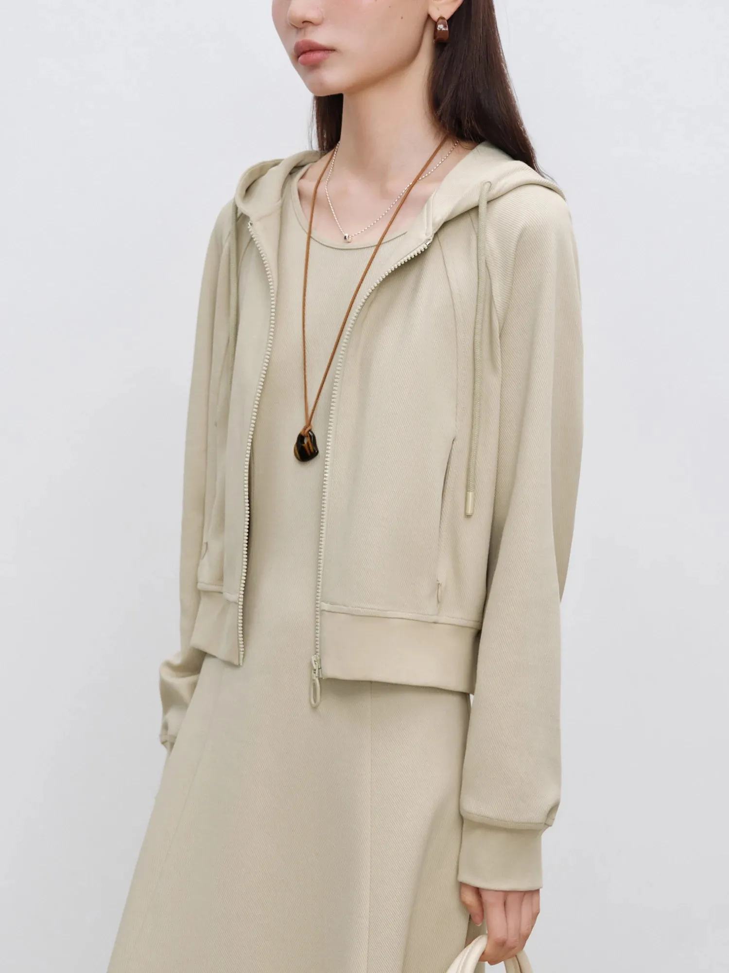 Casual Hooded Short Coats & Long Raglan Dress