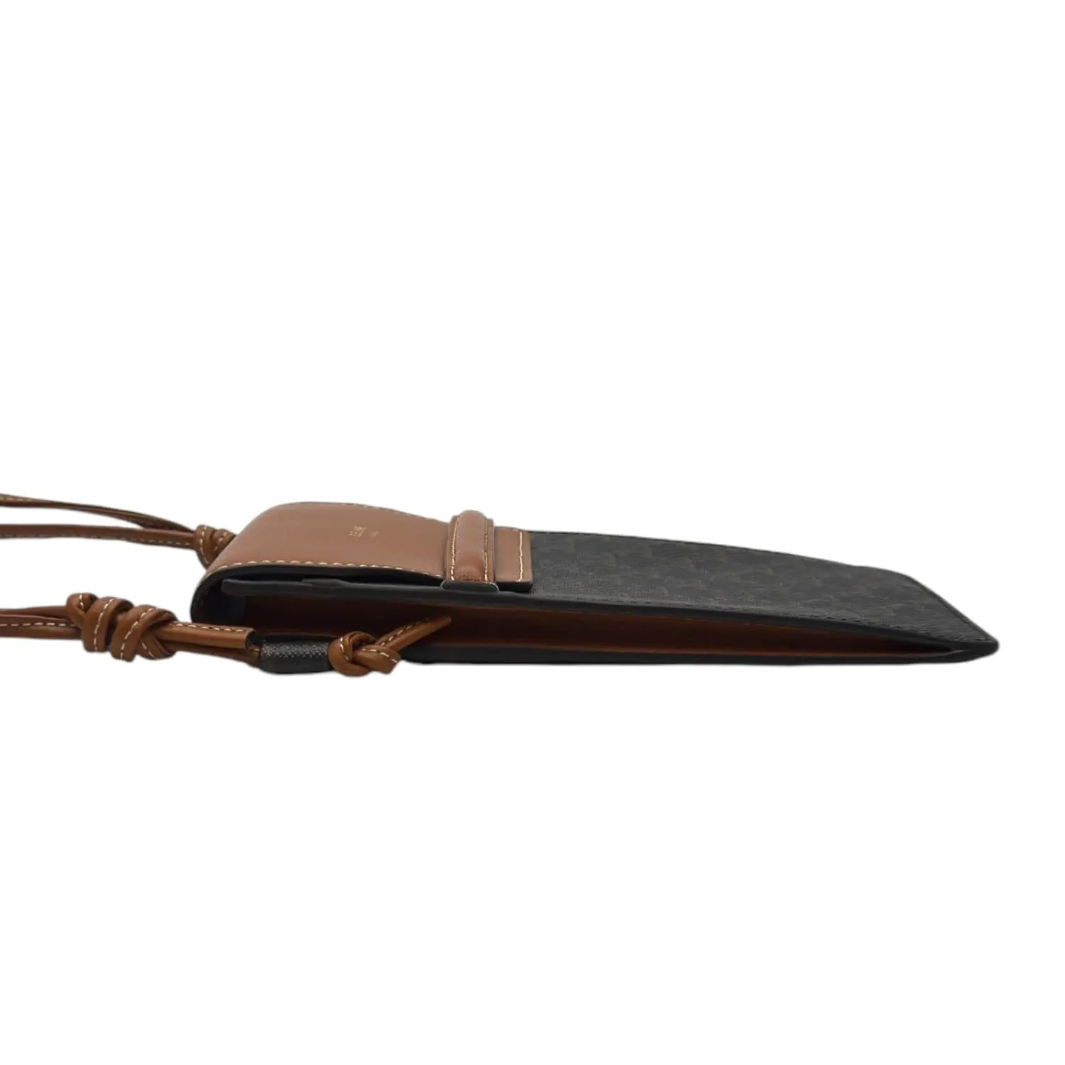 CELINE Triomphe Canvas & Leather Phone Pouch - Tan & Black
