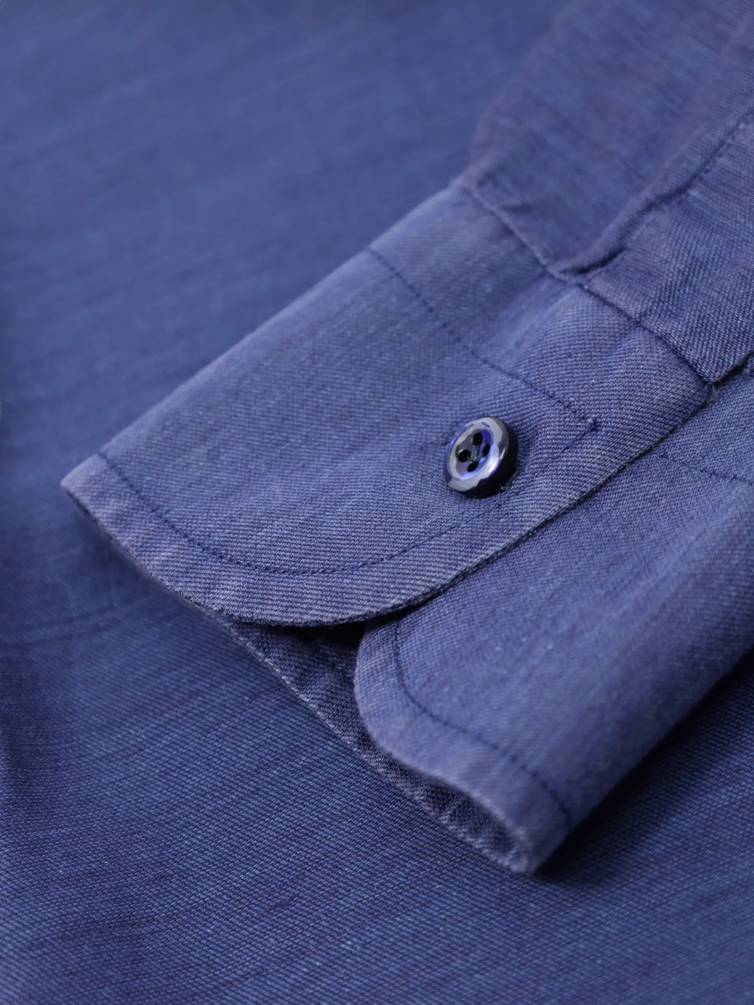 Cesare Attolini Denim Blue Cotton & Linen Shirt
