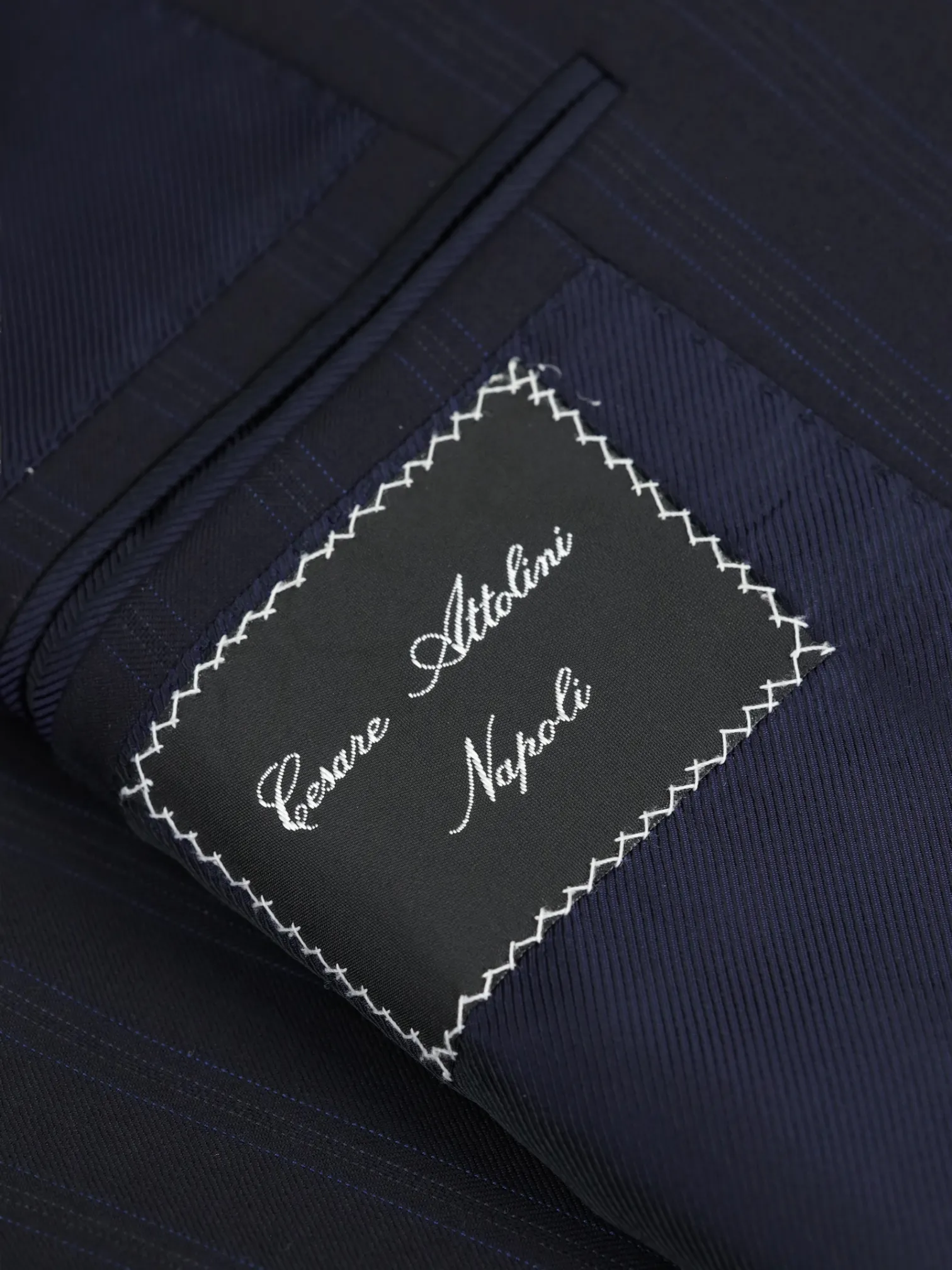 Cesare Attolini Navy & Light Blue Super 150’s Pinstripe Suit