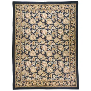 Chain-Stitch Kashmir Floral Design Handmade Wool Rug (Size 8.7 X 11.2) Cwral-2154