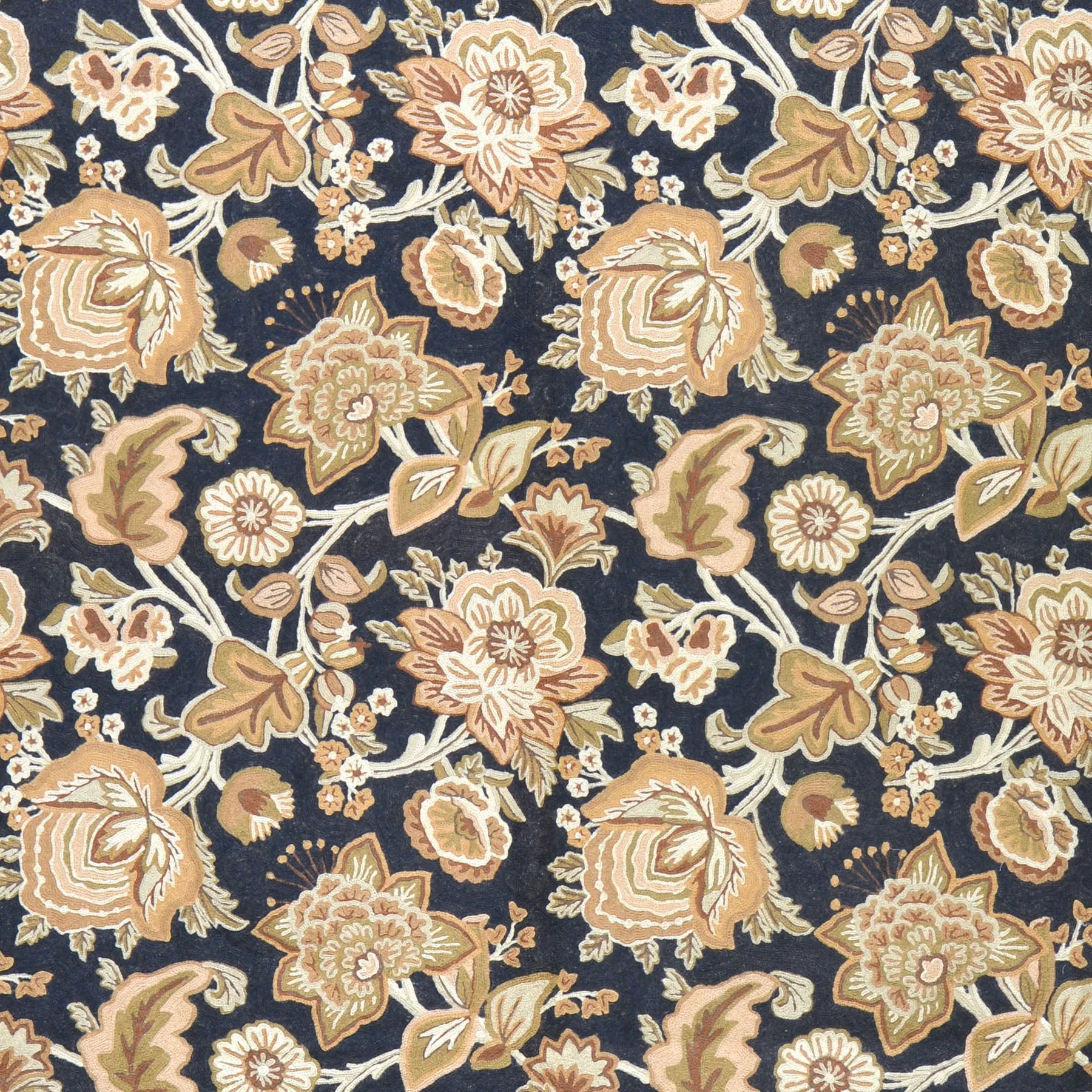 Chain-Stitch Kashmir Floral Design Handmade Wool Rug (Size 8.7 X 11.2) Cwral-2154
