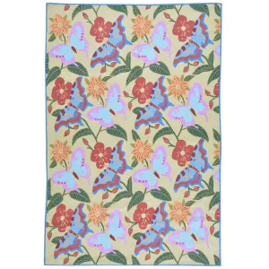 Chain-Stitched Butterfly Design Handmade Wool Rug (Size 4.0 X 6.0) Brrsf-912