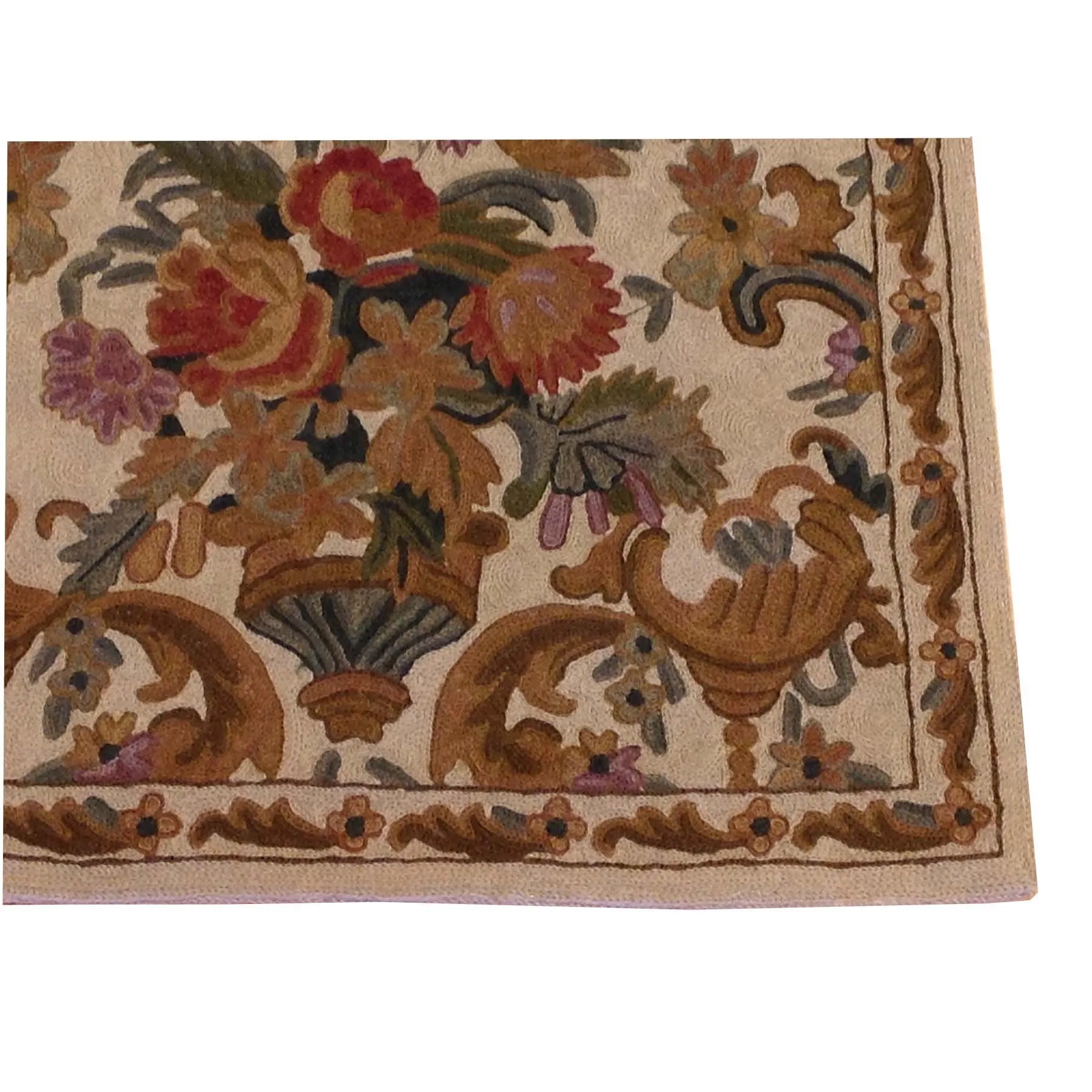 Chain-Stitched Fine Kashmiri Handmade Rug (Size 1.11 X 2.11) Brral-5286