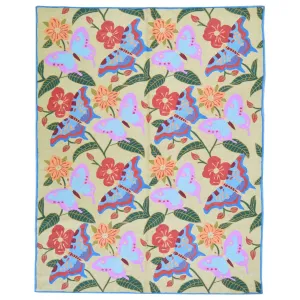 Chain-Stitched Kashmir Butterfly Handmade Wool Rug (Size 4.0 X 6.0) Brrsf-921