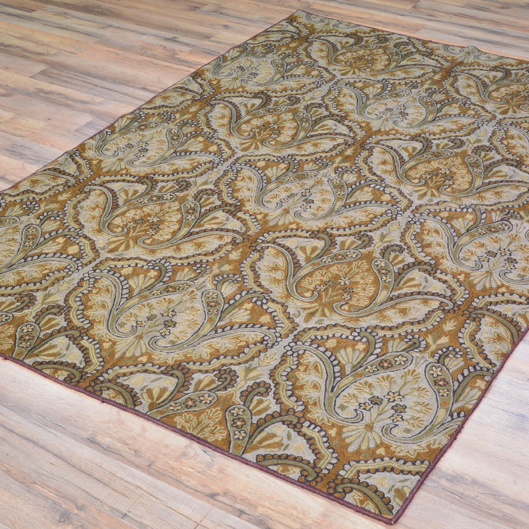 Chain-Stitched Kashmiri Floral Handmade Wool Rug (Size 4.1 X 6.1) Brral-5211